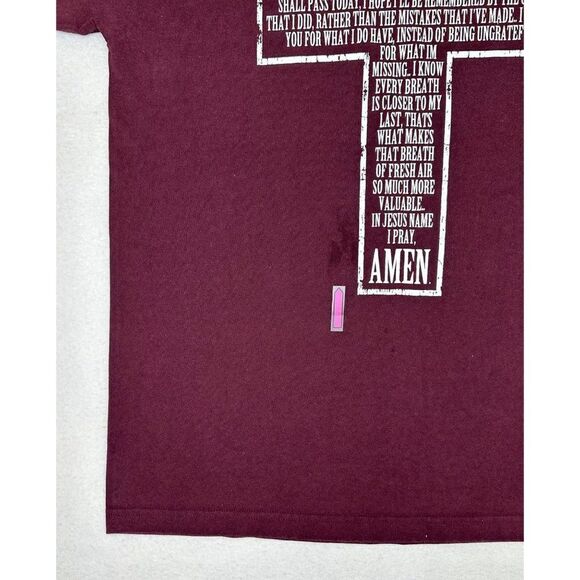 Vintage 90s Christian Prayer T-Shirt Red Burgundy XL Jesus Church - Picture 5 of 8